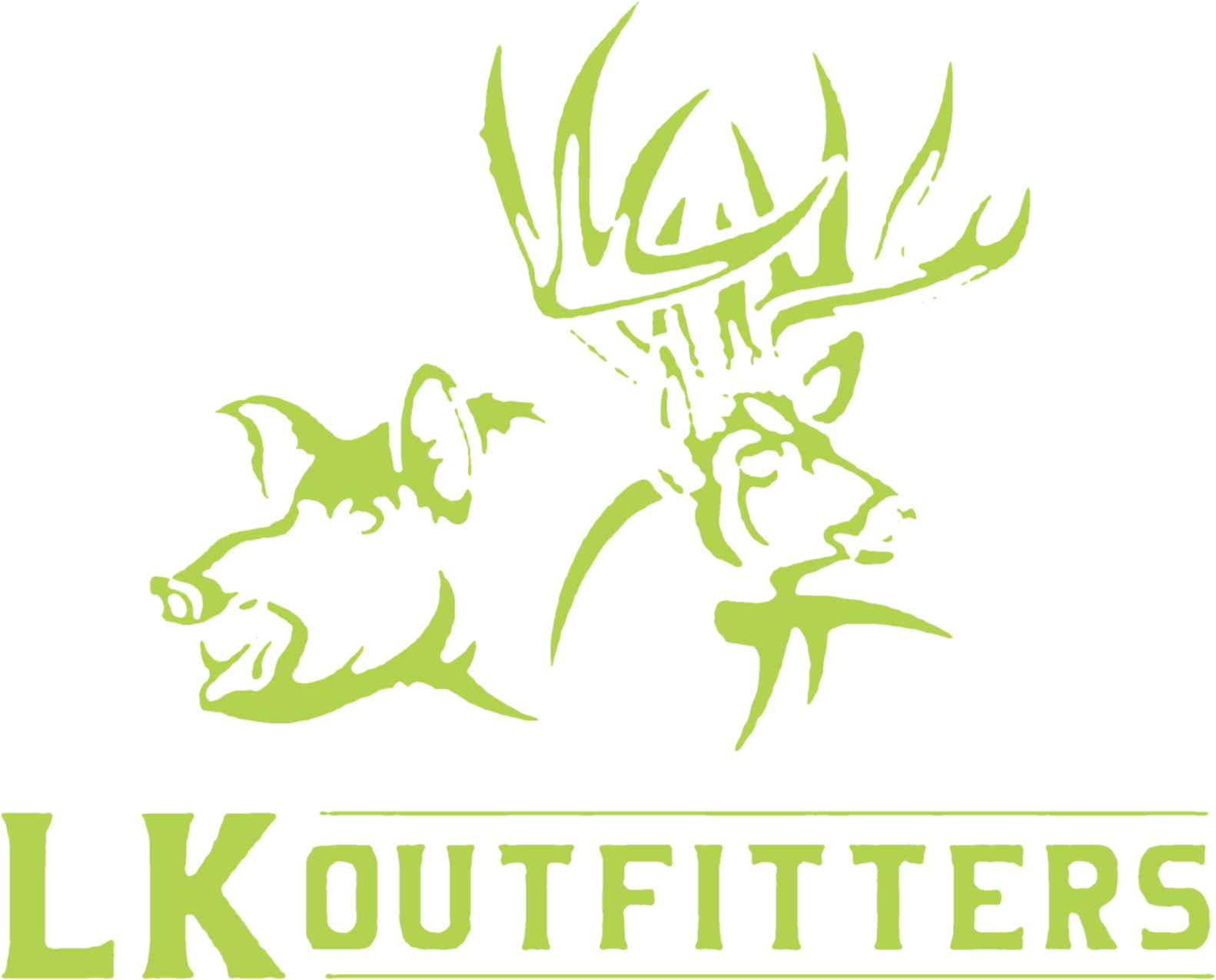 LK Outfitters whitetail buck and hog logo
